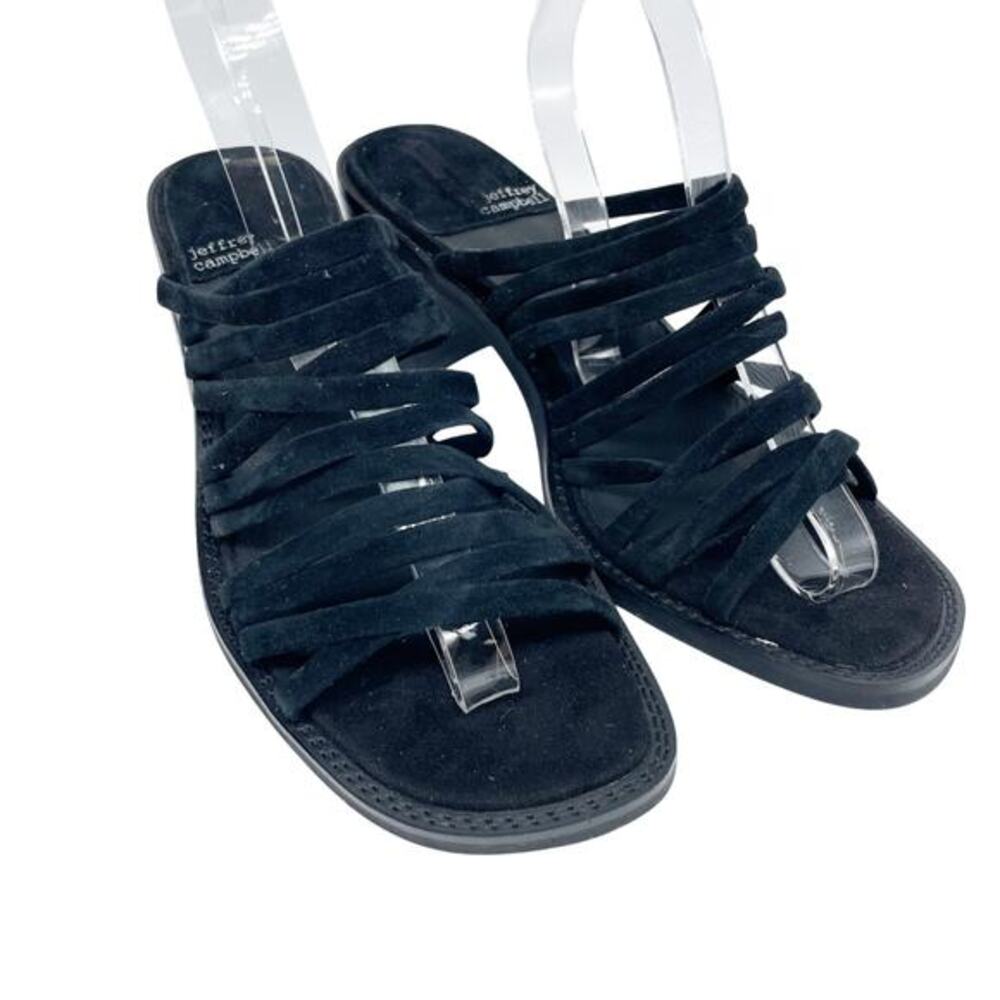 Jeffrey Campbell Women's Intertwine Slide Sandal Black Suede Size 9‎